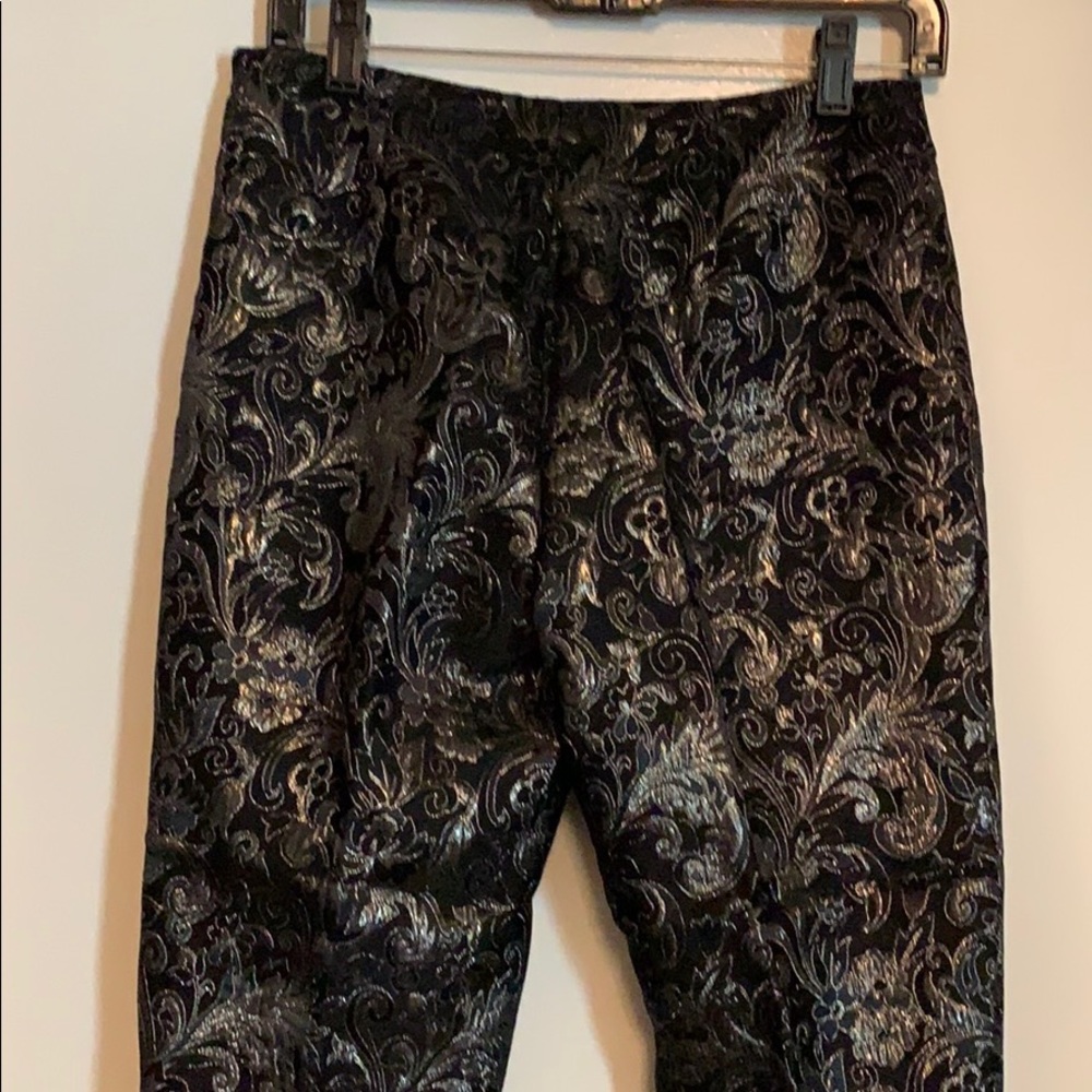 Boston Proper Black/Silver Jacquard Pants - Picture 3 of 6
